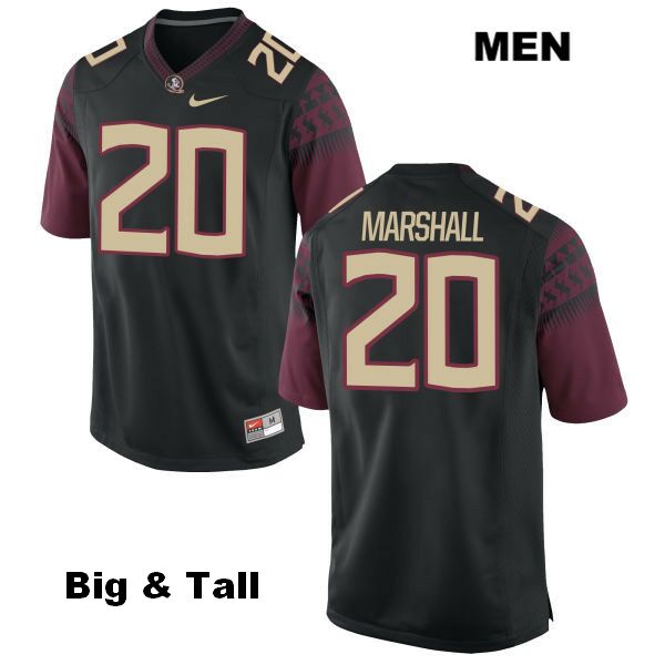 Men's NCAA Nike Florida State Seminoles #20 Trey Marshall College Big & Tall Black Stitched Authentic Football Jersey VQB0069KA